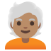 🧑🏽‍🦳 person: medium skin tone, white hair display on Google